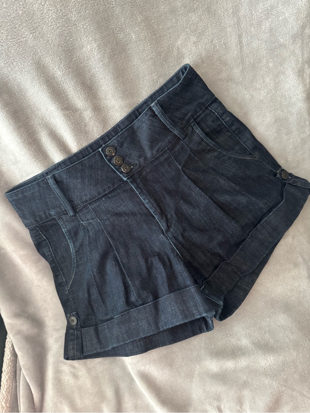 Hudson Dark Wash Dressy Denim Shorts - Women's Button Front